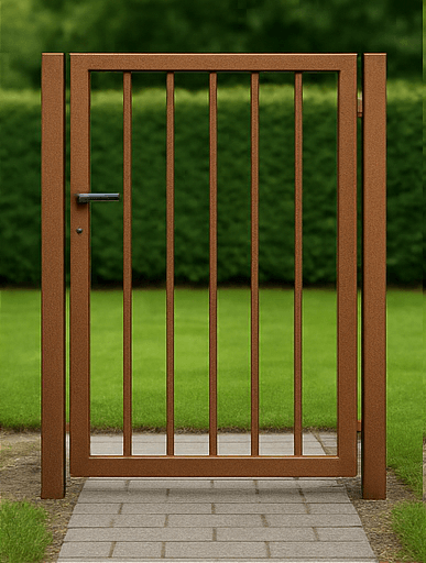 metalen poort in cortenstaal