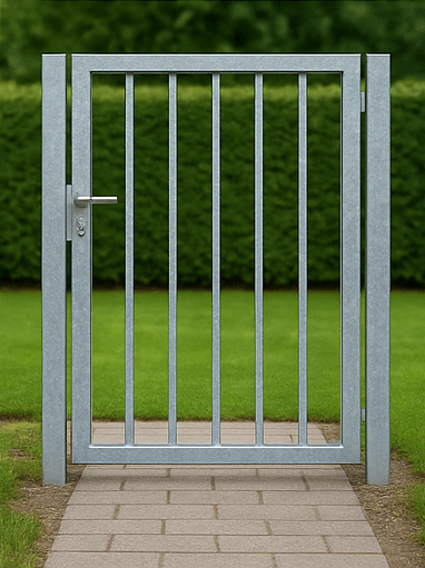 metalen poort in gegalvaniseerd staal