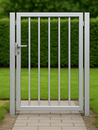 metalen poort in roestvrij staal